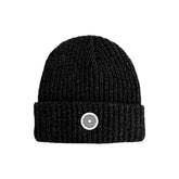 DS icon heavy knit fold beanie - black